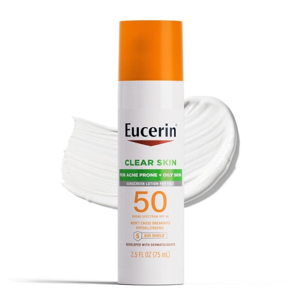 eucerin sun clear skin face sunscreen lotion spf 50 review