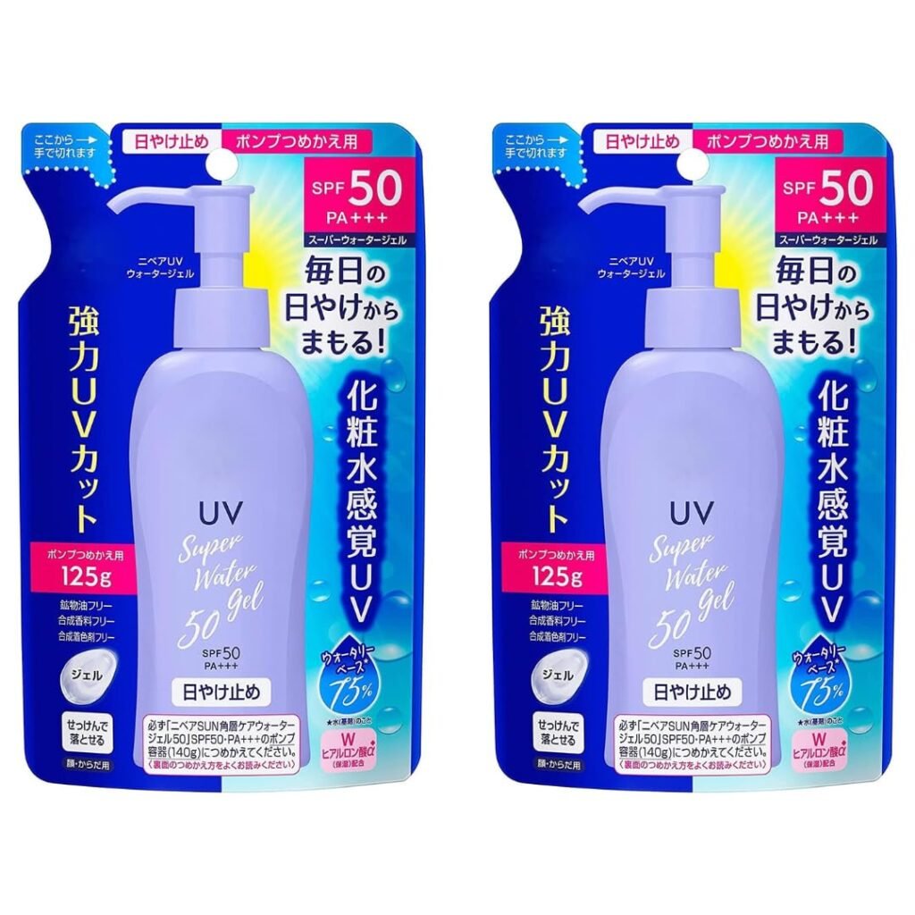 japanese sunscreen spf 50pa+++ super water gel 4.22floz(125g) refill pack of 2