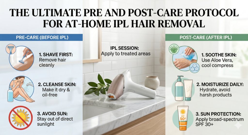 the ultimate pre and post care protocol for at home ipl hair removal
