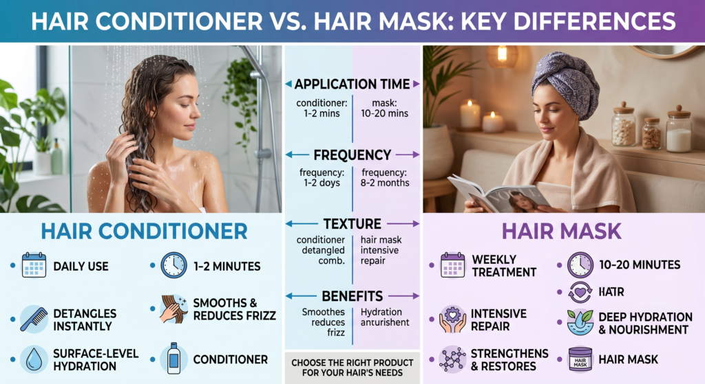 Hair Conditioner Vs Hair Mask Differences