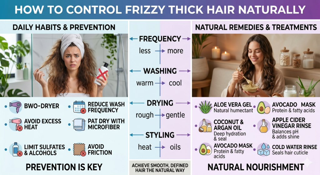 How To Control Frizzy Thick Hair Naturally
