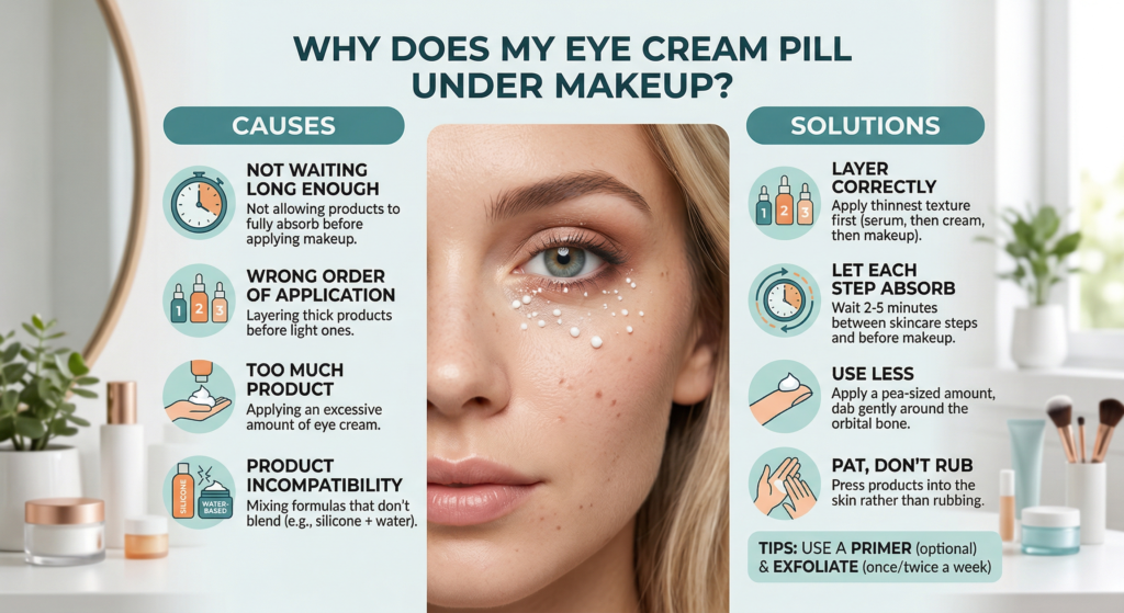 why does my eye cream pill under makeup