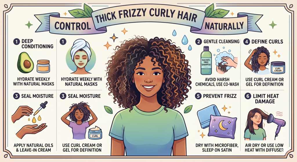 How To Control Thick Frizzy Curly Hair Naturally