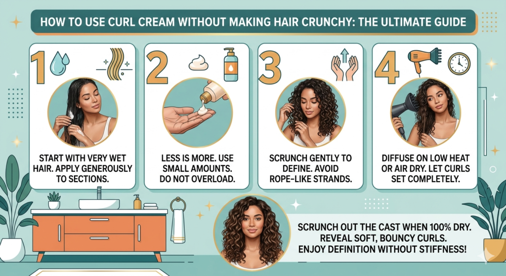 How To Use Curl Cream Without Making Hair Crunchy